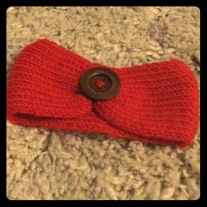 Hand knitted red button head band